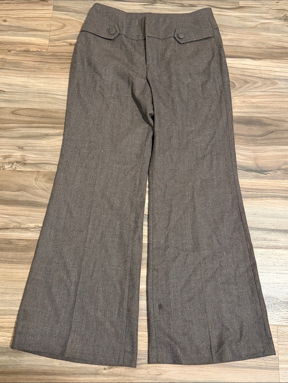 Banana Republic Martin Fit Brown Wool Blend Wide Leg Trouser Womens 8P Stretch